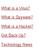 Text Box: What is a Virus?What is Spyware?What is a Hacker?Got Back-Up?Technology News